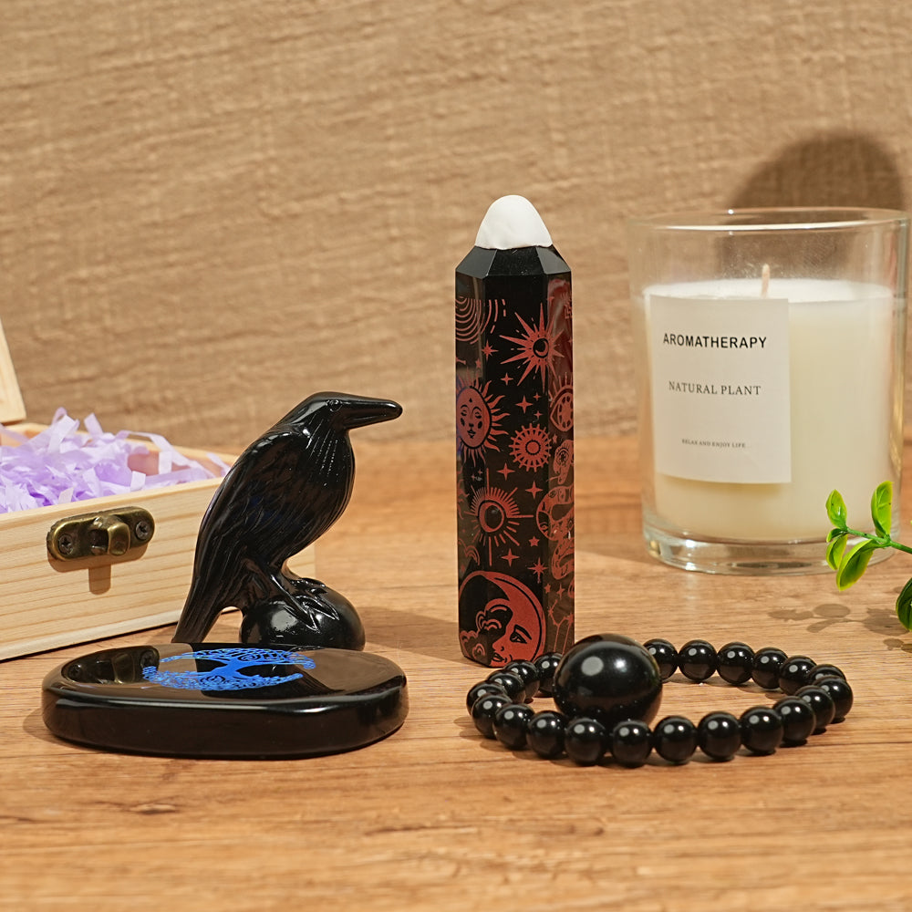 Natural Crystal Value Bundle- Obsidian Crystal Set