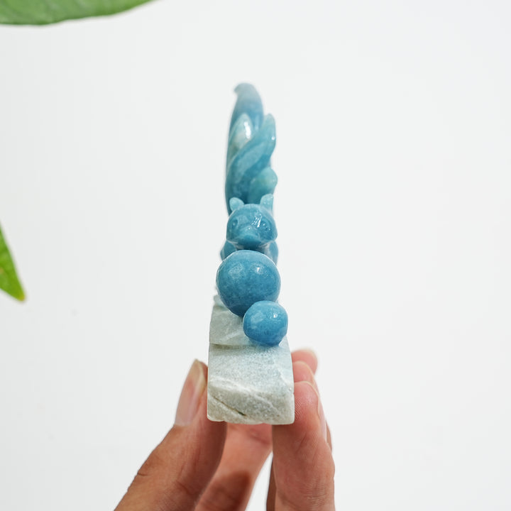Unique,Natural Crystal Carving Cute Trolleite Nine‑Tailed Fox
