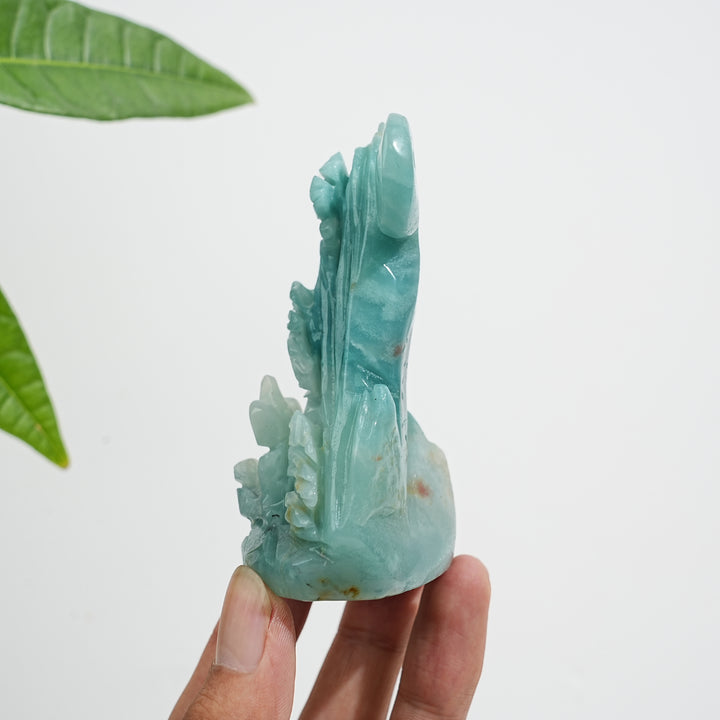 Unique,Natural Crystal Carving Blue Quartzite Mountain Landscape Scene