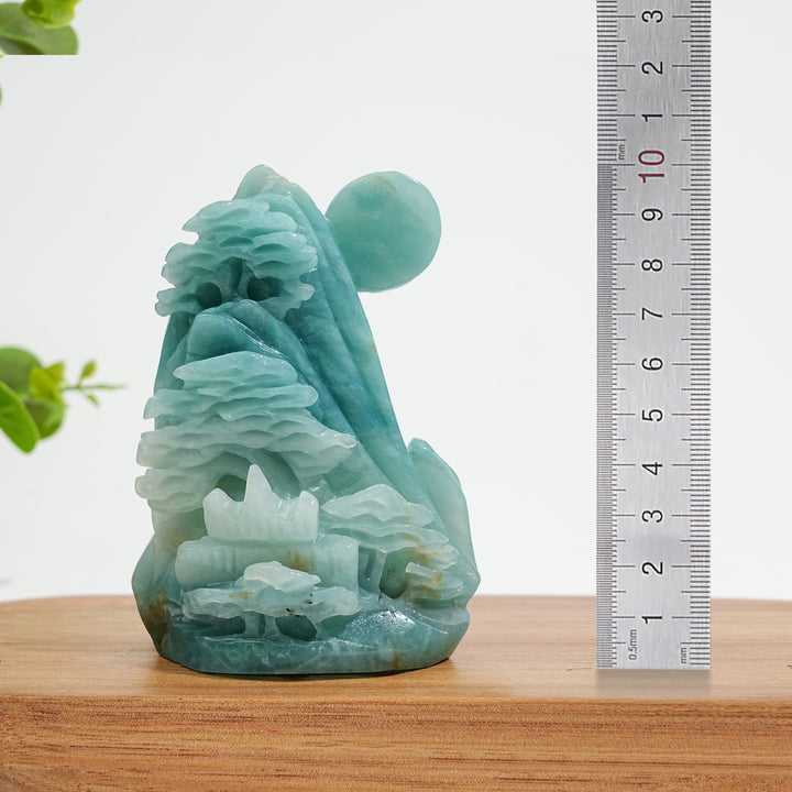 Unique,Natural Crystal Carving Blue Quartzite Mountain Landscape Scene