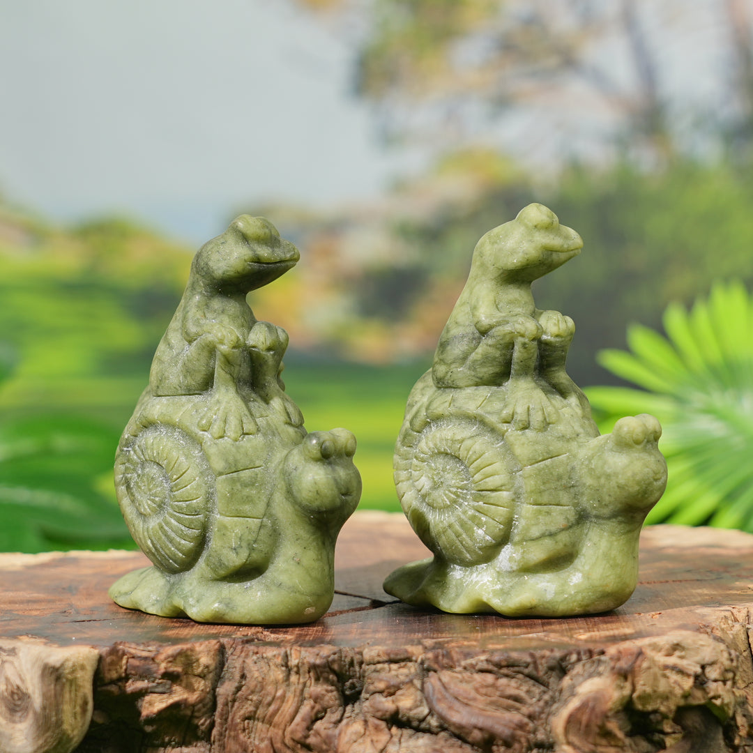 Natural Carving Frog and Snail Flower