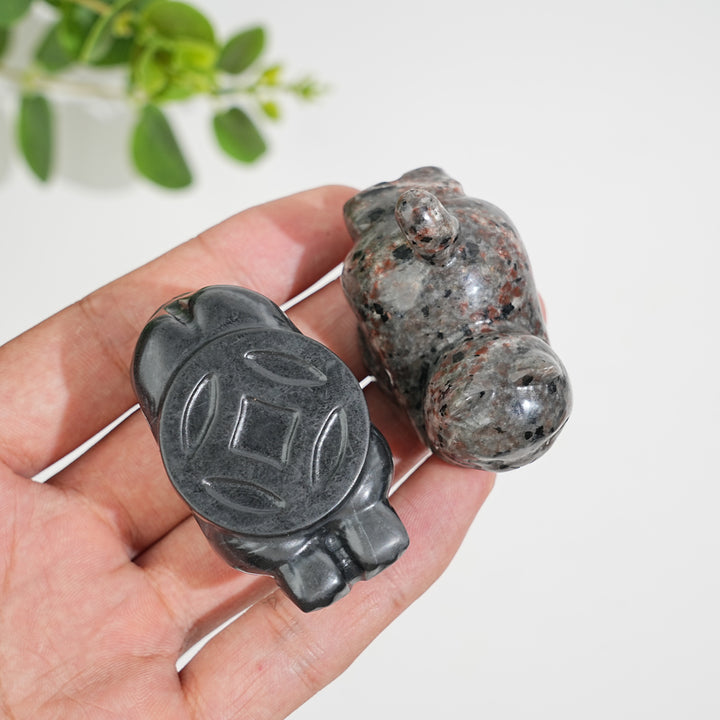Natural Crystal Carving Chubby Coin Cat