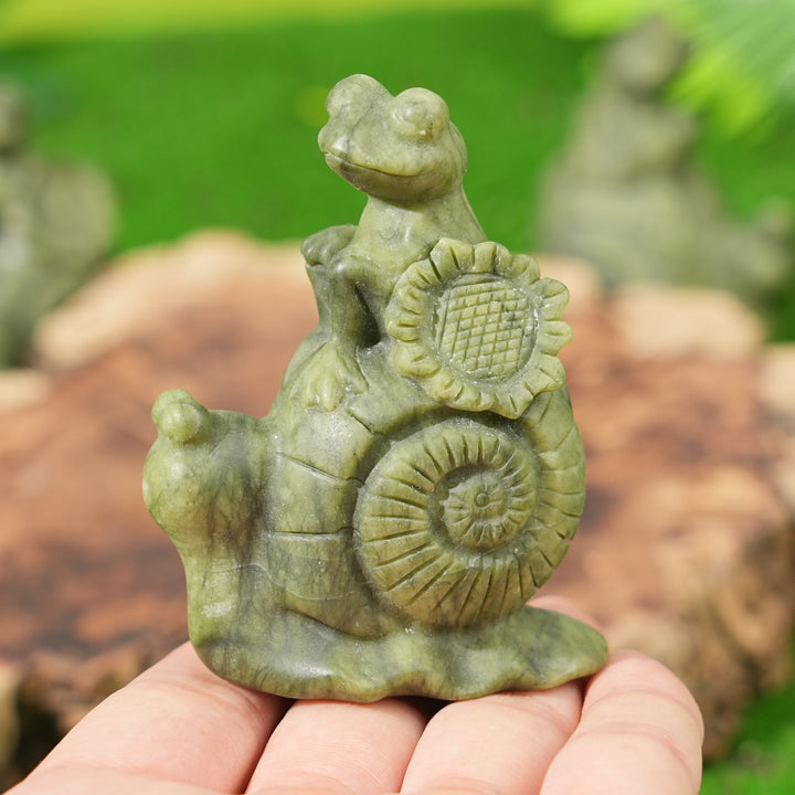 Natural Carving Frog and Snail Flower