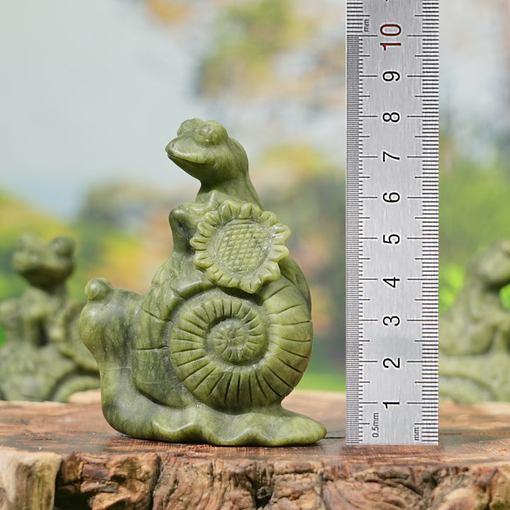Natural Carving Frog and Snail Flower