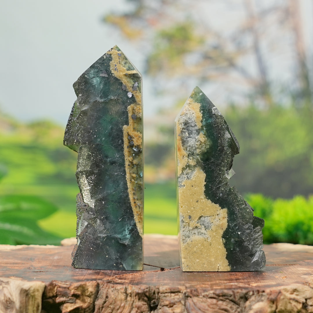 Natural Fluorite with Marcasite and Dolomite Raw Point