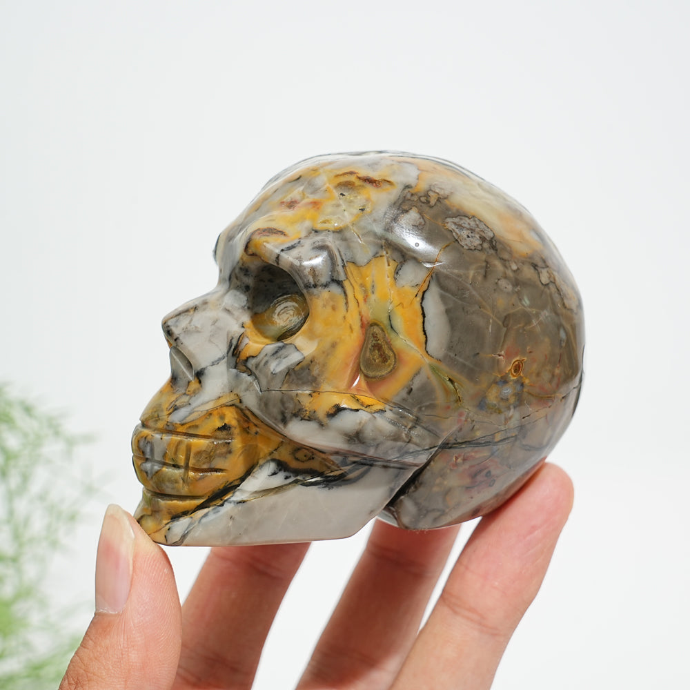 Unique,A Slightly Imperfect Natural Crystal Volcanic Agate Skull Carving