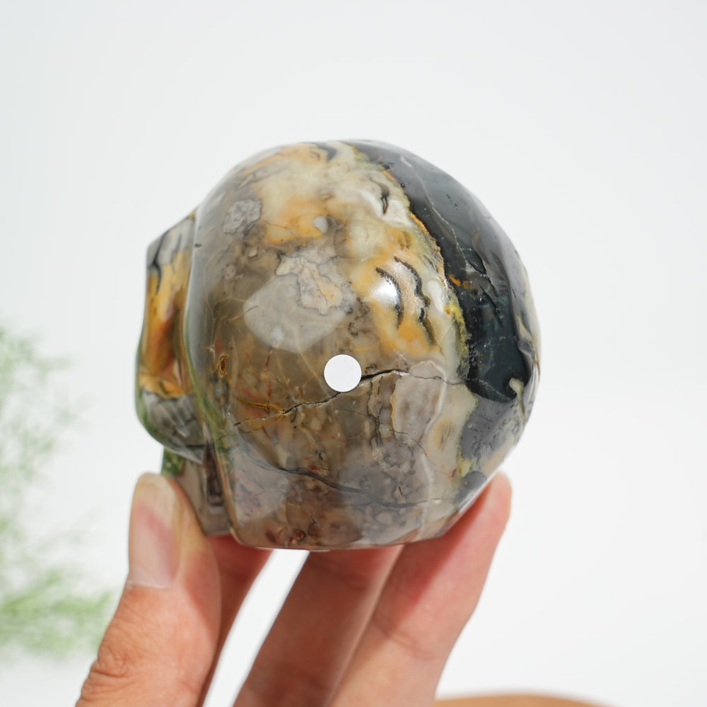 Unique,A Slightly Imperfect Natural Crystal Volcanic Agate Skull Carving