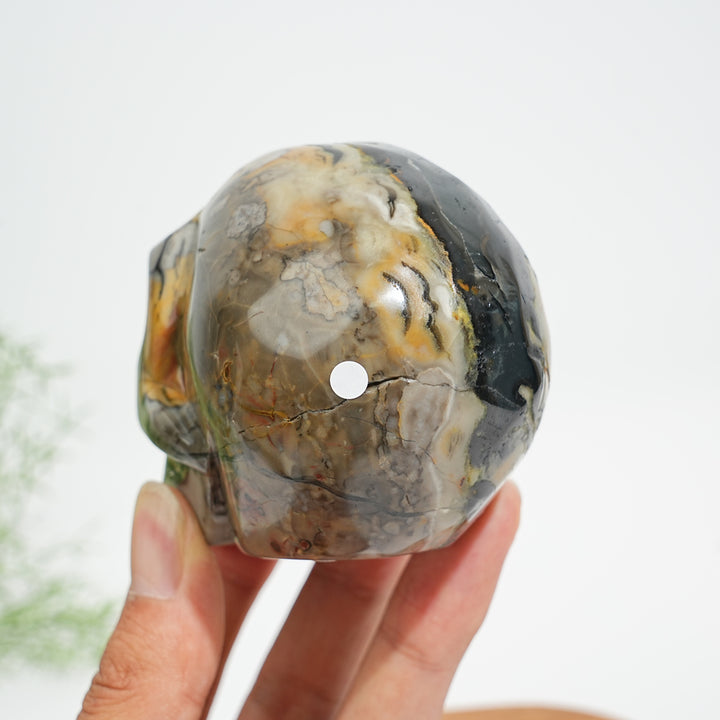 Unique,A Slightly Imperfect Natural Crystal Volcanic Agate Skull Carving