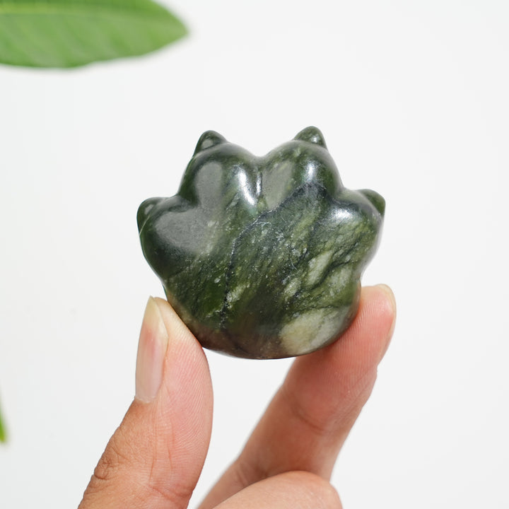 Natural Crystal Coin Cat Paw Carving