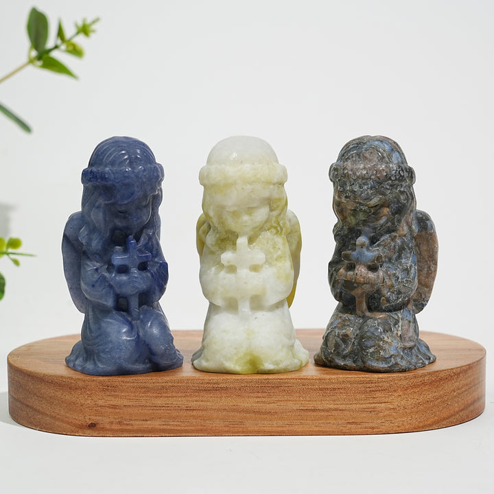 Natural Crystal Praying Angel Carving