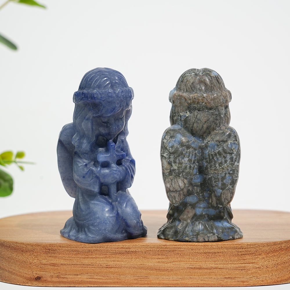 Natural Crystal Praying Angel Carving
