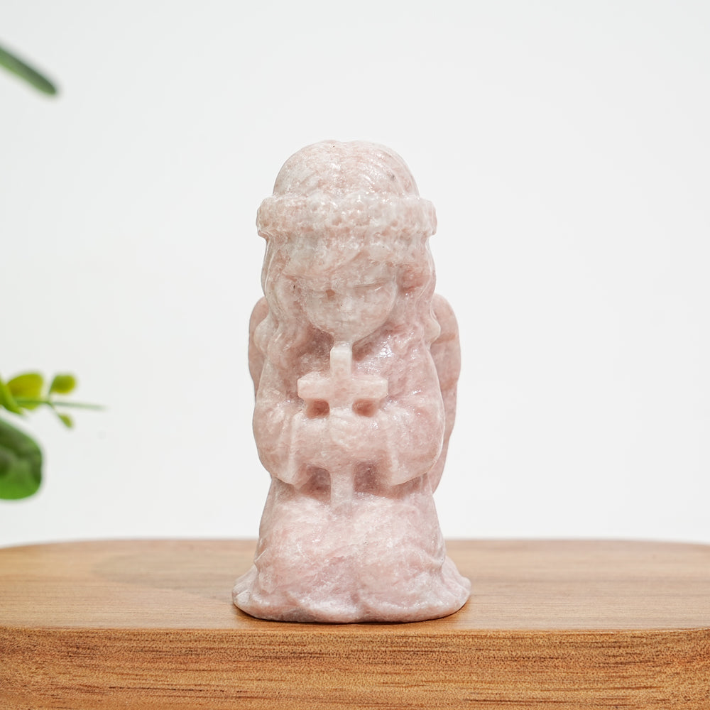 Natural Crystal Praying Angel Carving