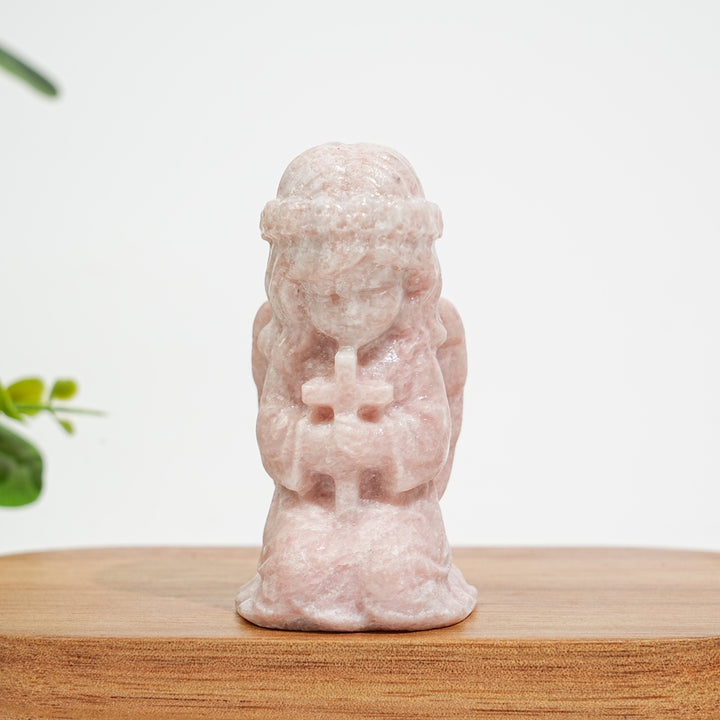 Natural Crystal Praying Angel Carving