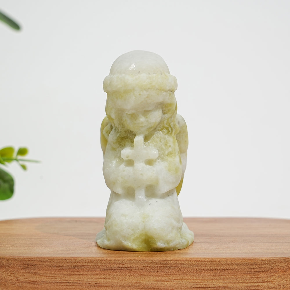 Natural Crystal Praying Angel Carving