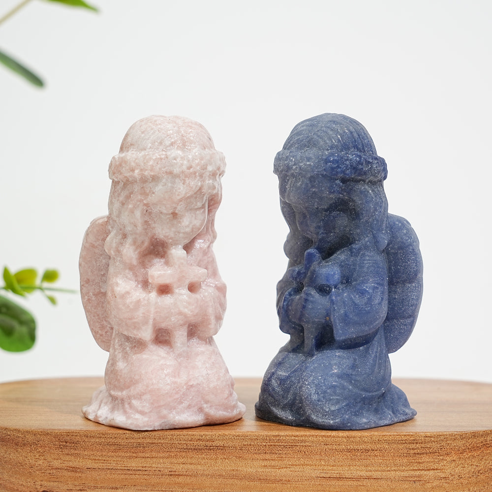 Natural Crystal Praying Angel Carving