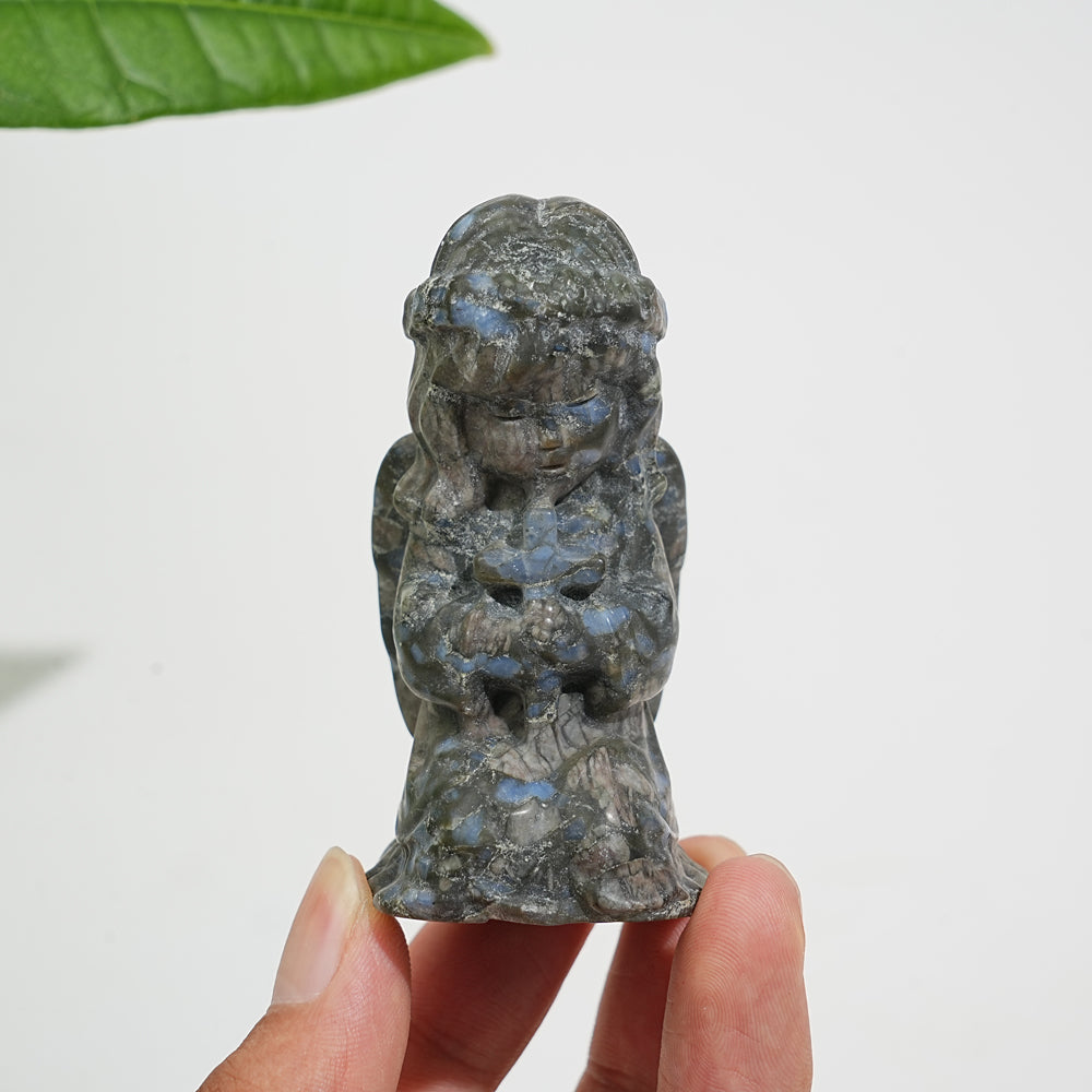 Natural Crystal Praying Angel Carving