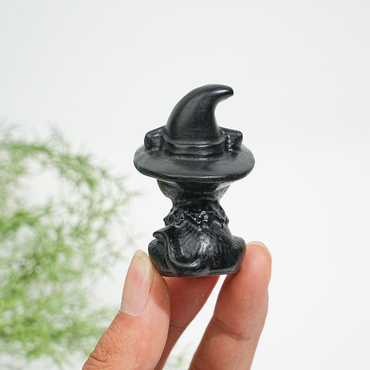 Natural Crystal Cute Hat Witch Cat Carving