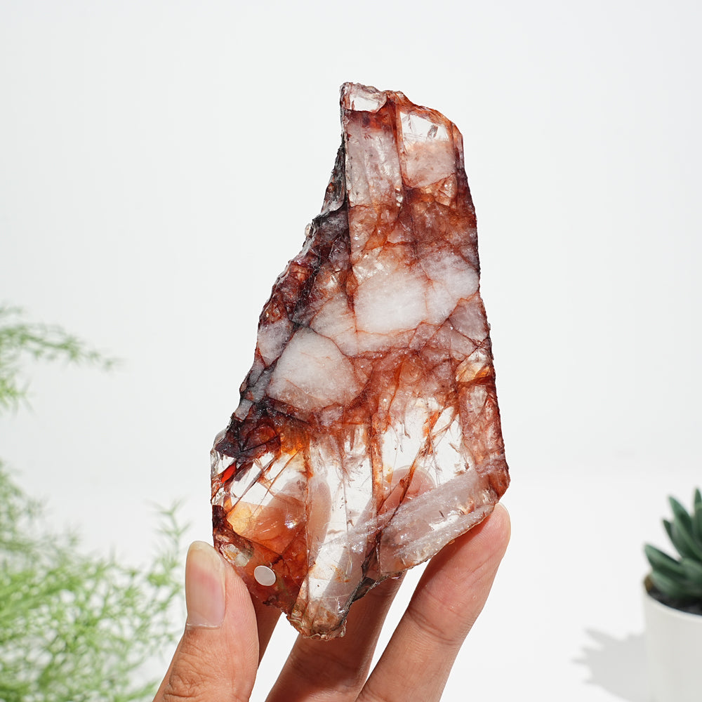 Unique,A Slightly Imperfect Natural Vibrant Fire Quartz Slice