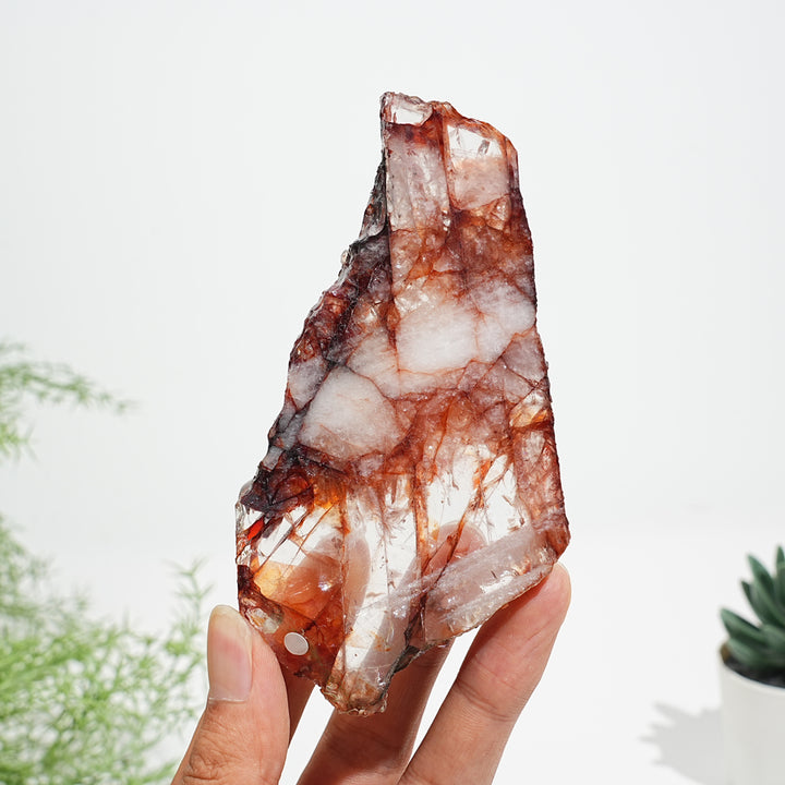 Unique,A Slightly Imperfect Natural Vibrant Fire Quartz Slice