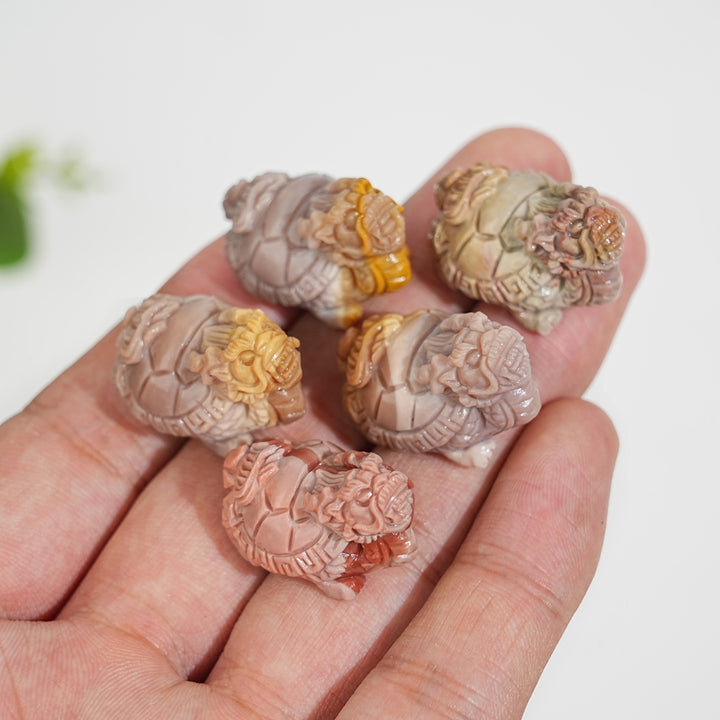 Natural Crystal Carving Alashan Agate Dragon Turtle