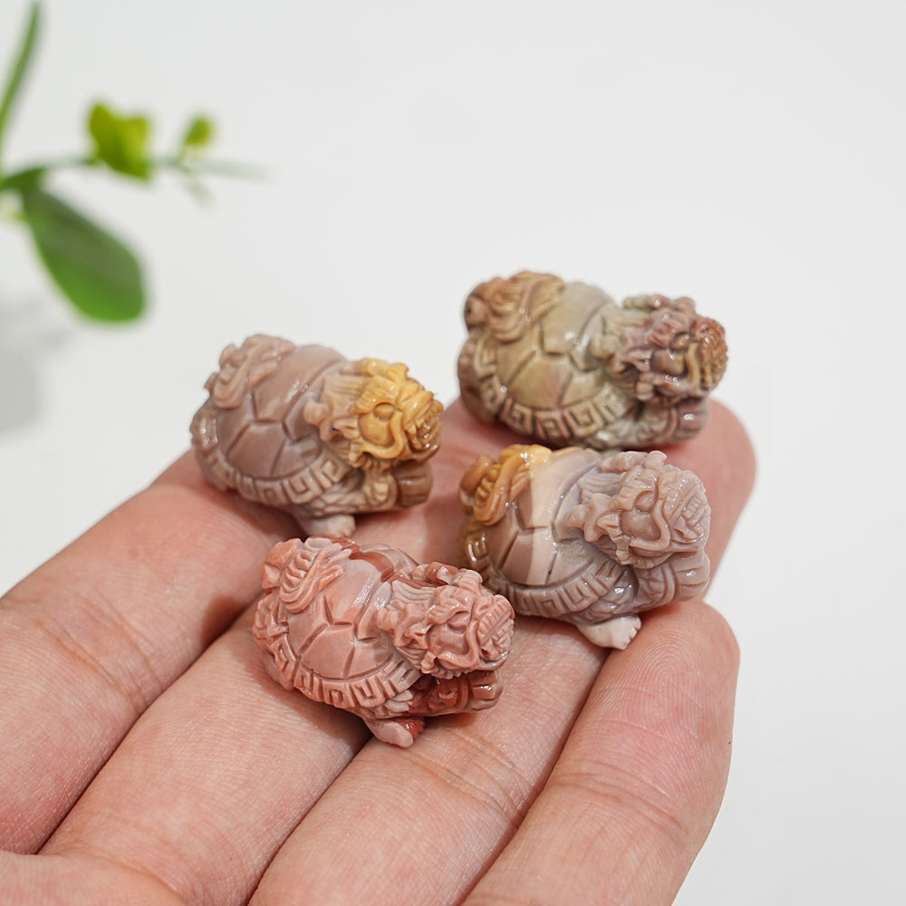 Natural Crystal Carving Alashan Agate Dragon Turtle