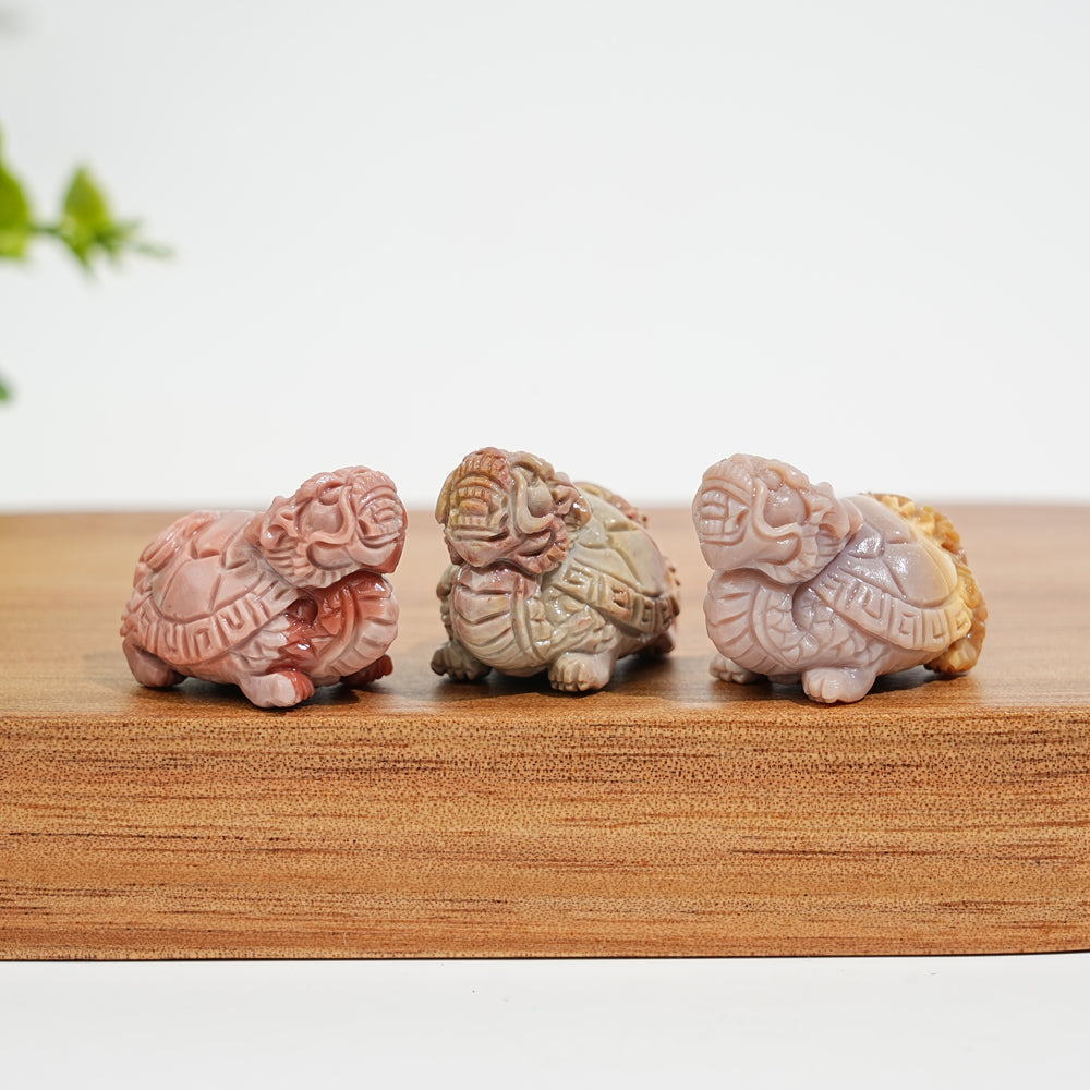 Natural Crystal Carving Alashan Agate Dragon Turtle