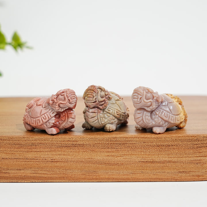 Natural Crystal Carving Alashan Agate Dragon Turtle