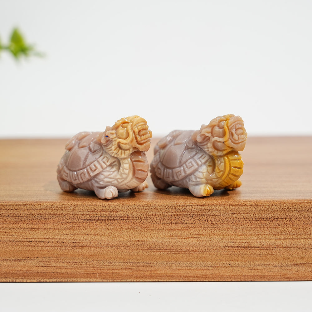 Natural Crystal Carving Alashan Agate Dragon Turtle