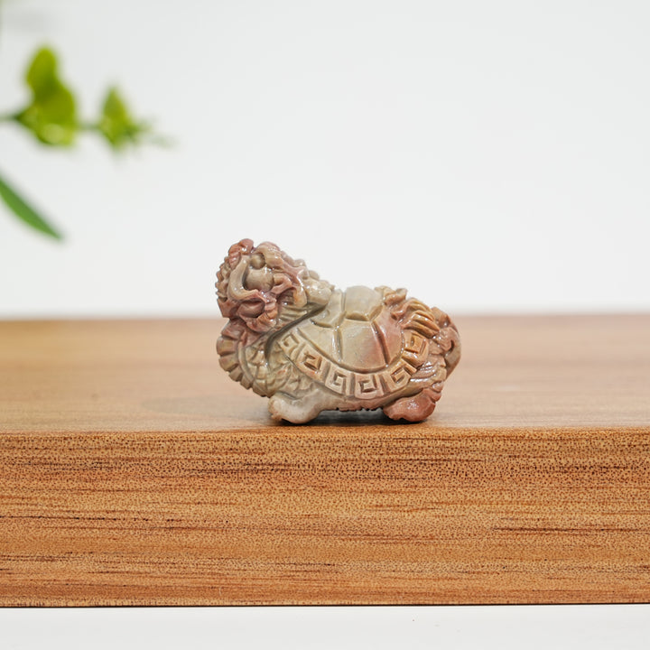 Natural Crystal Carving Alashan Agate Dragon Turtle