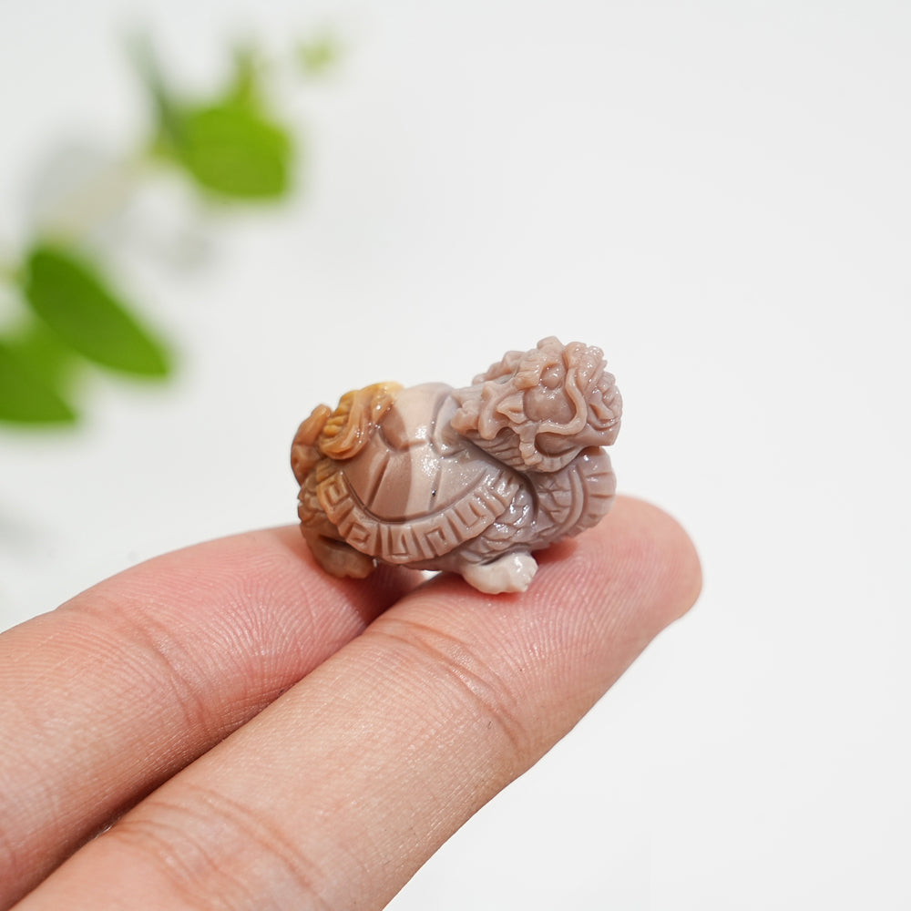Natural Crystal Carving Alashan Agate Dragon Turtle