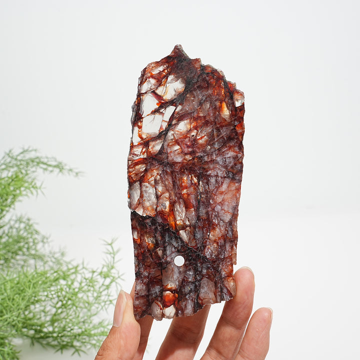 Unique,A Slightly Imperfect Natural Vibrant Fire Quartz Slice