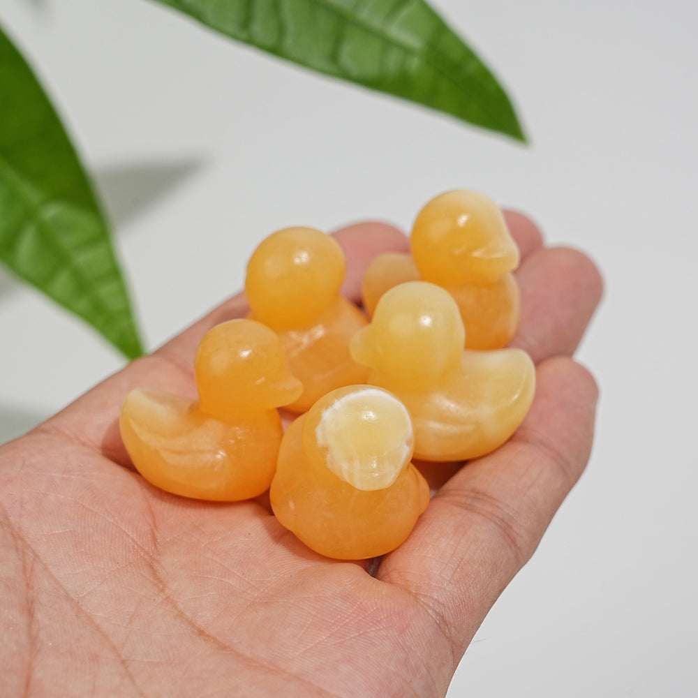 Natural Crystal Cute Mini Yellow Calcite Duck Carving