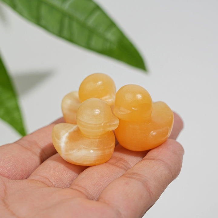 Natural Crystal Cute Mini Yellow Calcite Duck Carving
