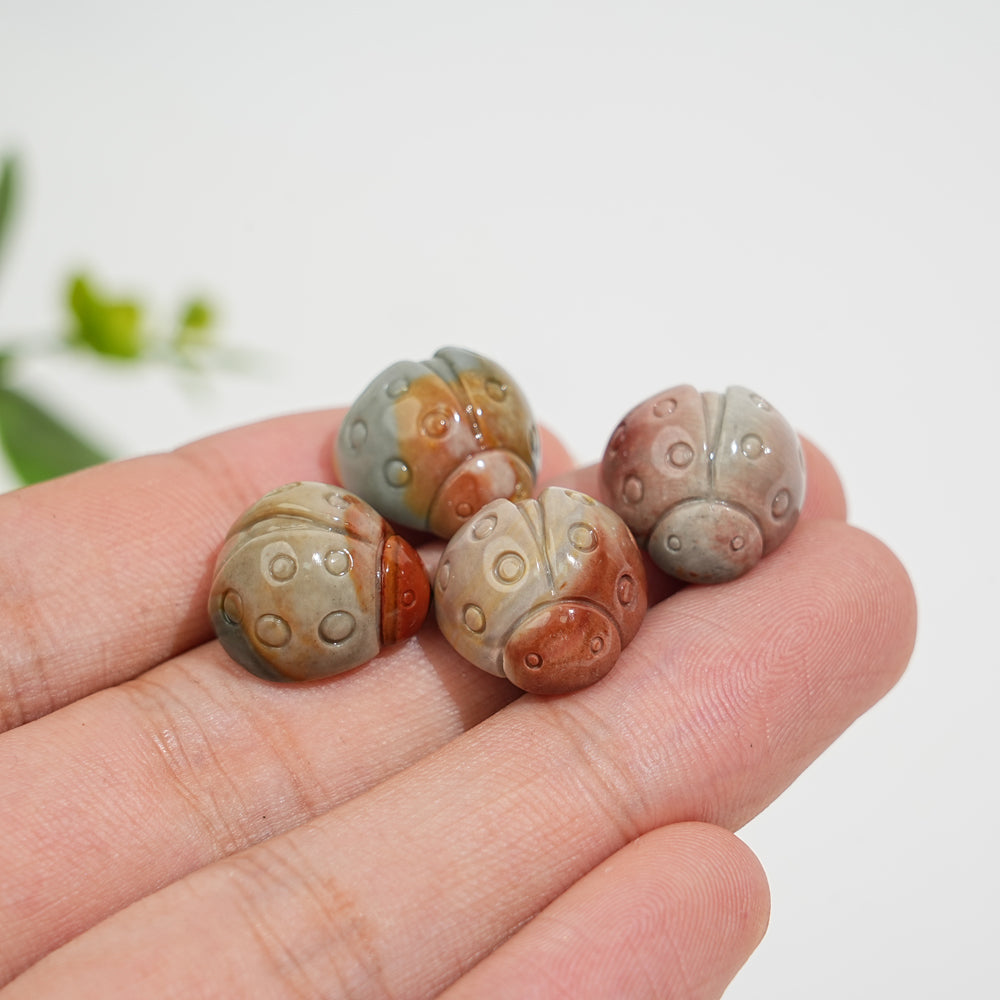 Natural Crystal Carving Alashan Agate Ladybug