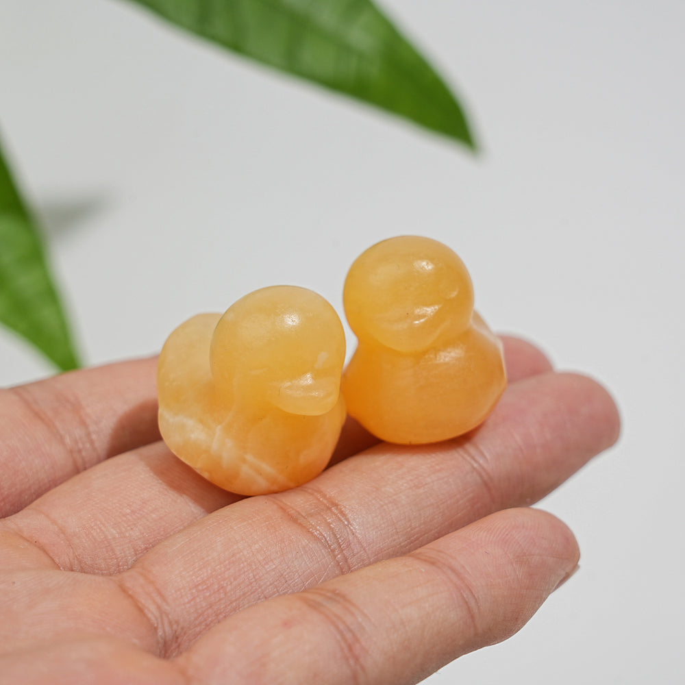 Natural Crystal Cute Mini Yellow Calcite Duck Carving