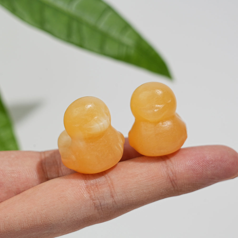 Natural Crystal Cute Mini Yellow Calcite Duck Carving