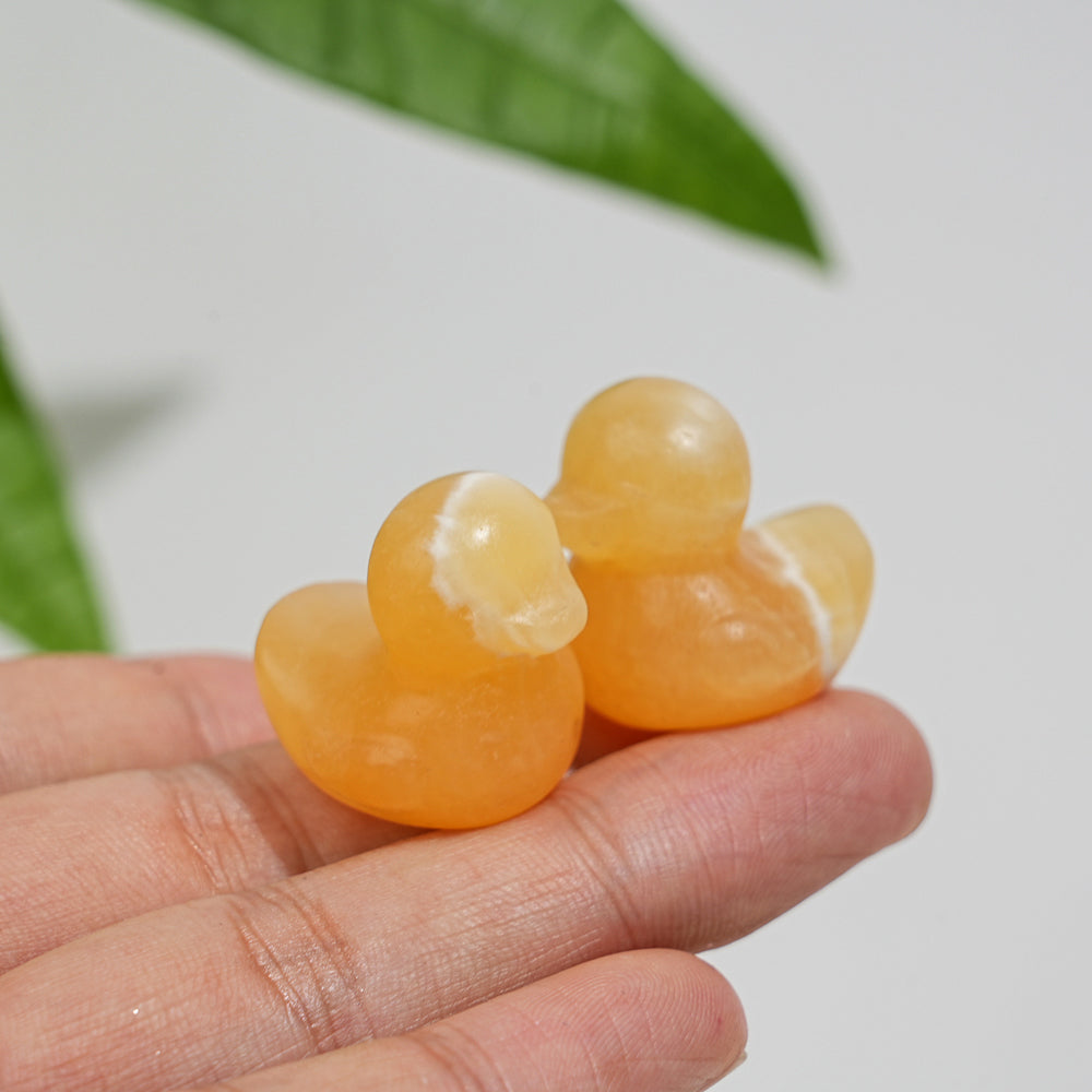 Natural Crystal Cute Mini Yellow Calcite Duck Carving