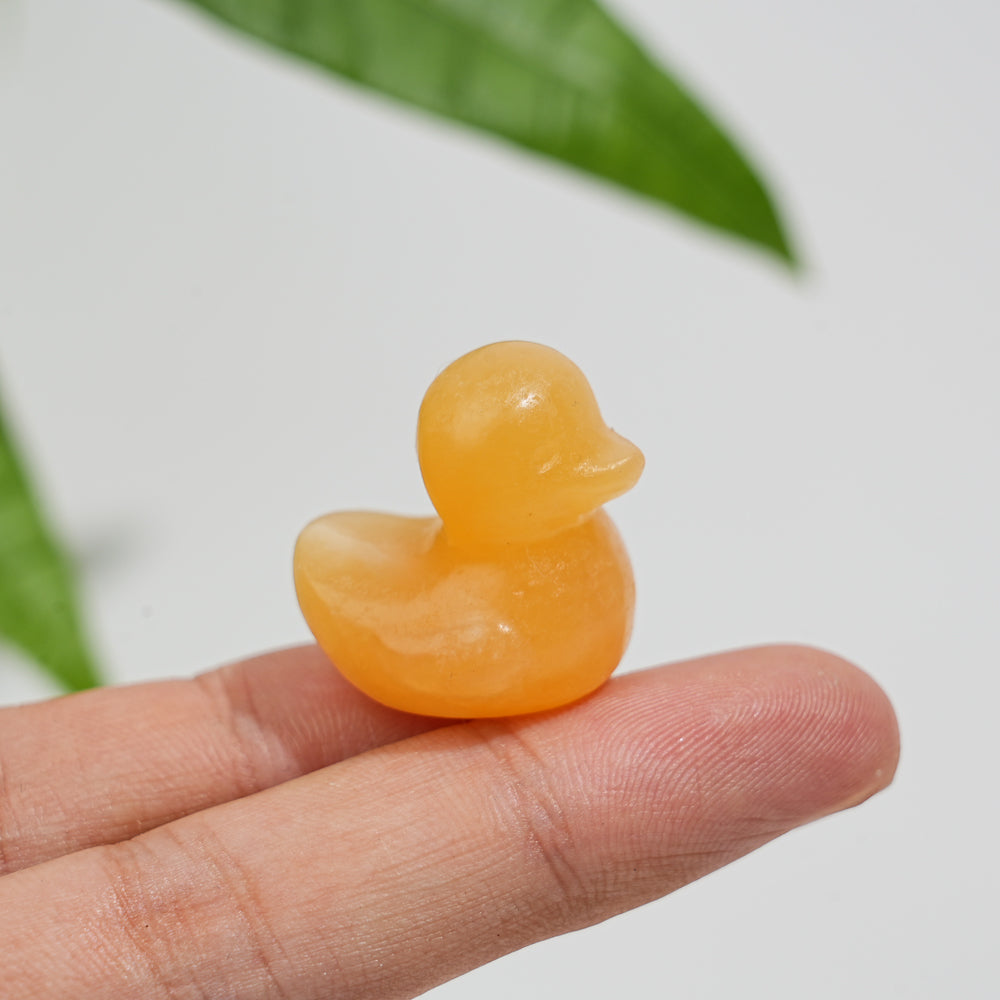Natural Crystal Cute Mini Yellow Calcite Duck Carving