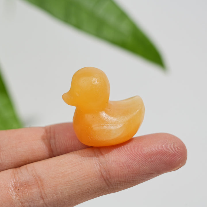 Natural Crystal Cute Mini Yellow Calcite Duck Carving