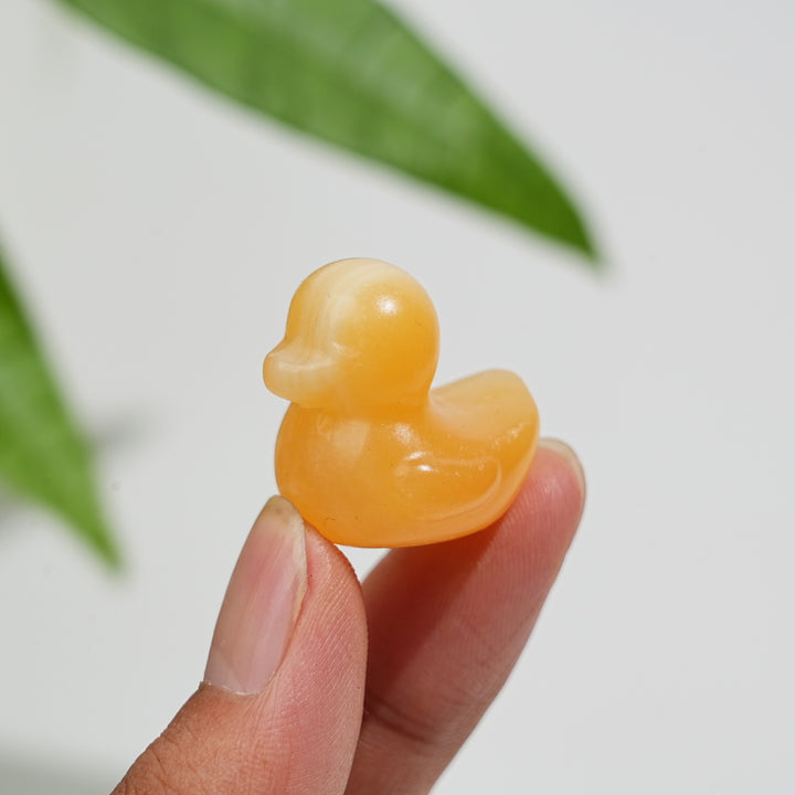 Natural Crystal Cute Mini Yellow Calcite Duck Carving