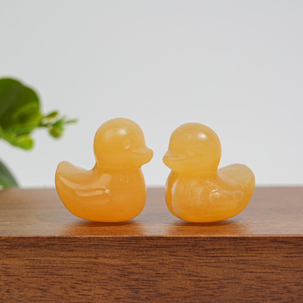 Natural Crystal Cute Mini Yellow Calcite Duck Carving