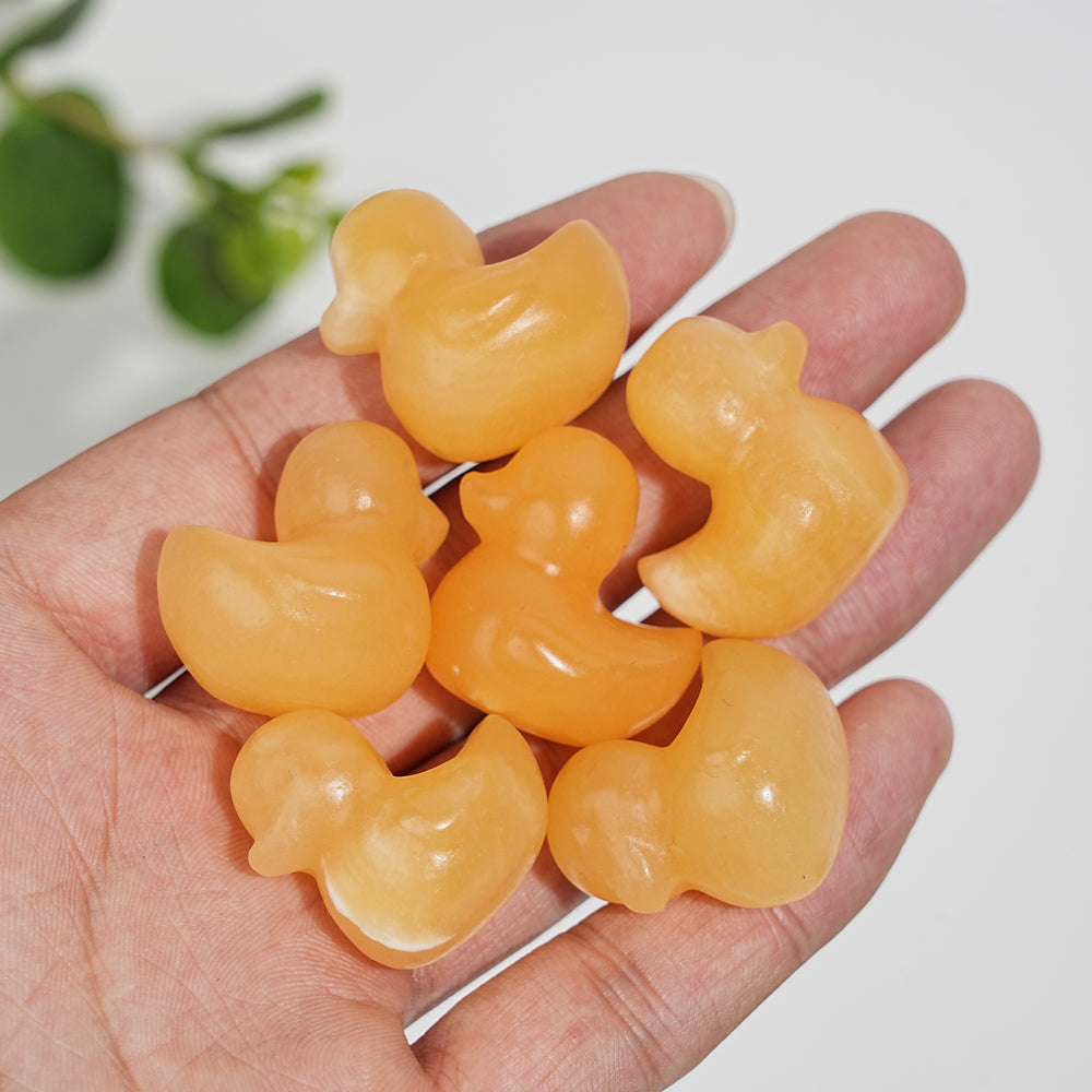 Natural Crystal Cute Mini Yellow Calcite Duck Carving