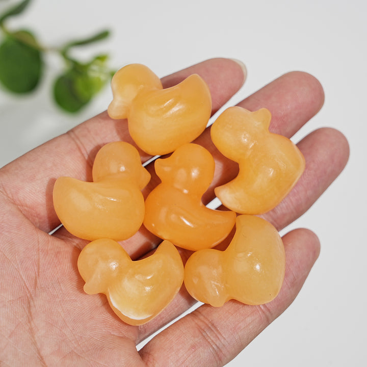 Natural Crystal Cute Mini Yellow Calcite Duck Carving