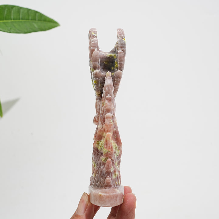 A Slightly Imperfect Natural Carving Red Calcite With Serpentine Phoenix