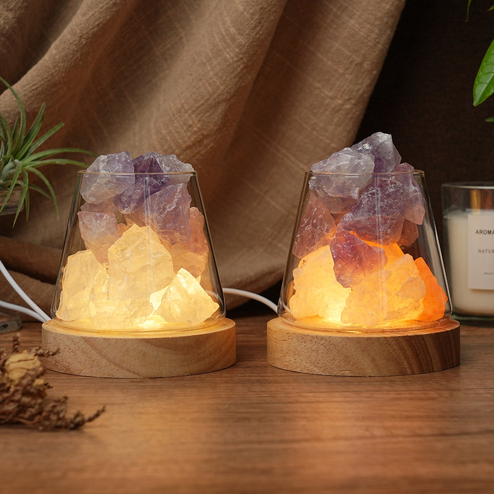 Natural Crystal Raw Stone Lamp Ornament