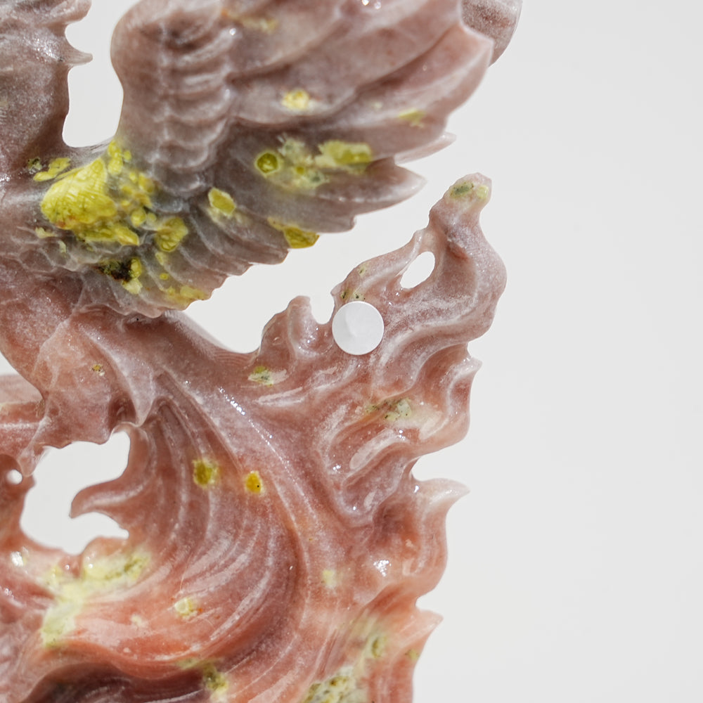 A Slightly Imperfect Natural Carving Red Calcite With Serpentine Phoenix