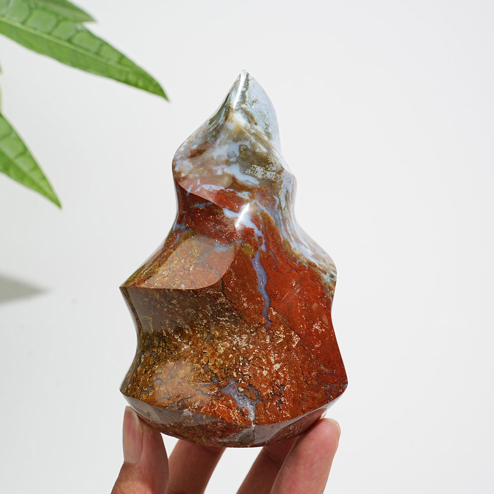 Unique,Natural Crystal Ocean Jasper Torch Flame Carving