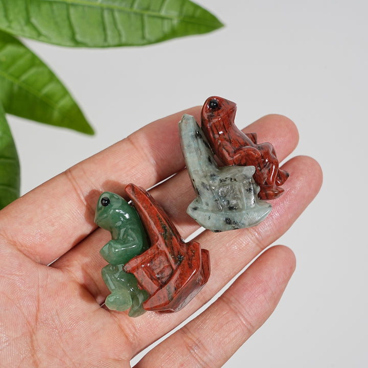 Natural Crystal Relaxing Frog On Lounge Chair Carving
