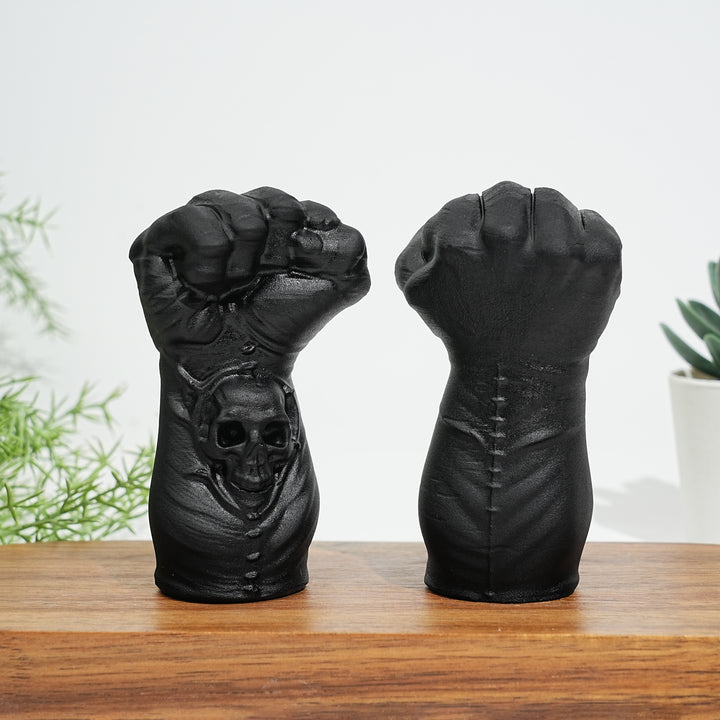 Natural Black Obsidian Skull Fist Carving