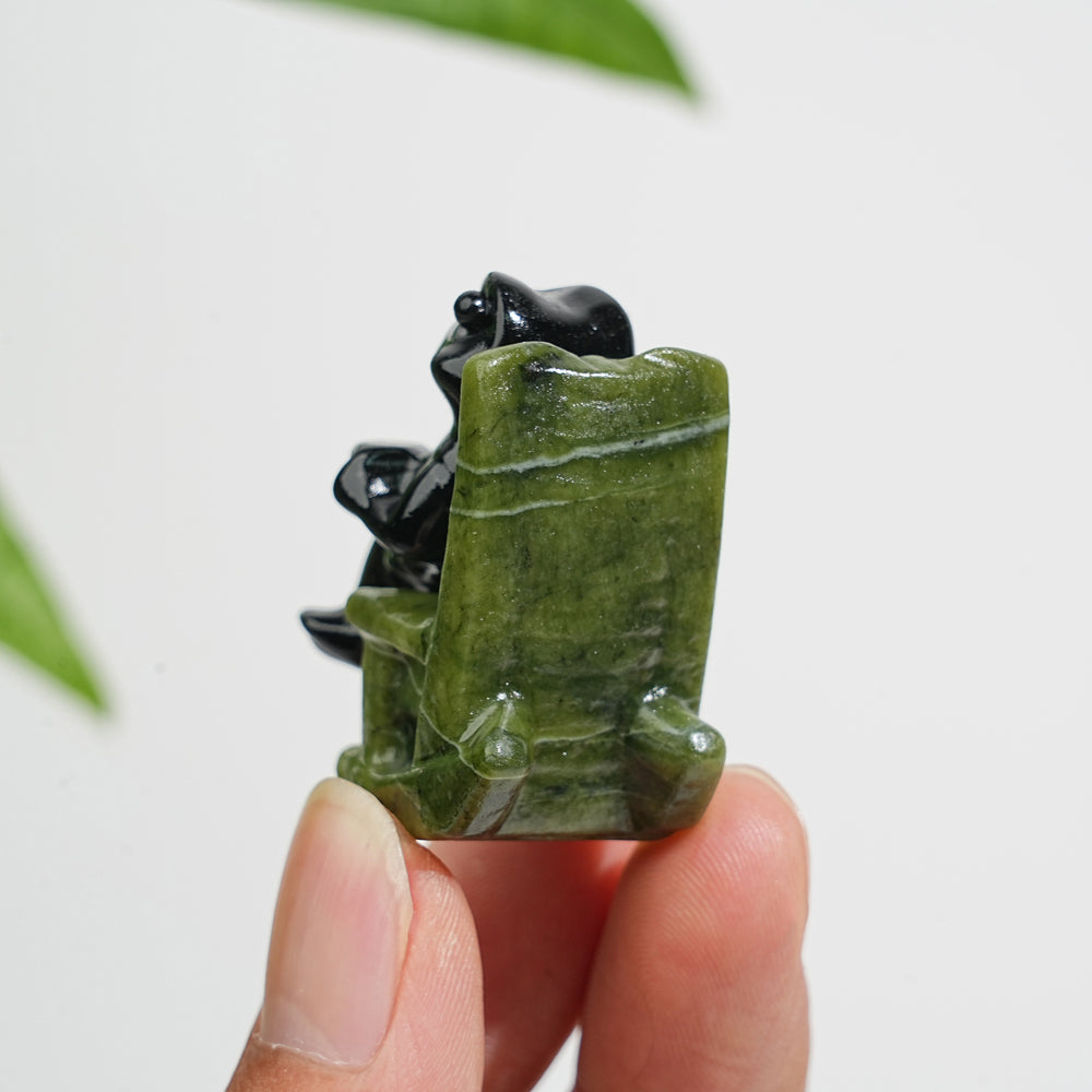 Natural Crystal Relaxing Frog On Lounge Chair Carving